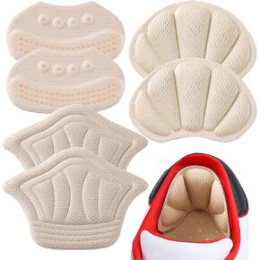 Back of Heel Cushion Pads, Adhesive Heel Grips Inserts for Loose Shoes, Prevent Heel Slip and Blister Shoe Guards, 2PCS-Beige+2PCS-Beige+2PCS-Beige