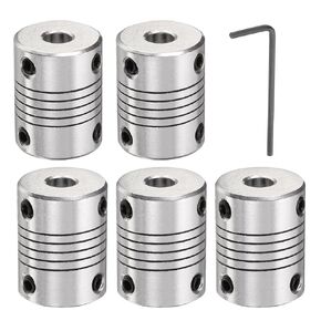 uxcell 5 Pcs Aluminum Alloy Shaft Coupling 6mm to 6mm, Flexible Coupling Motor Connector Joint, Stepper Motor Coupler for CNC Machine & 3D Printer (L25xD19)