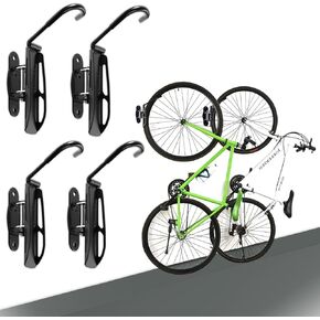Wallmaster Swivel Bike Rack Hanger,Garage Wall Mount Bike Storage Hook for Indoor, 4 Pack