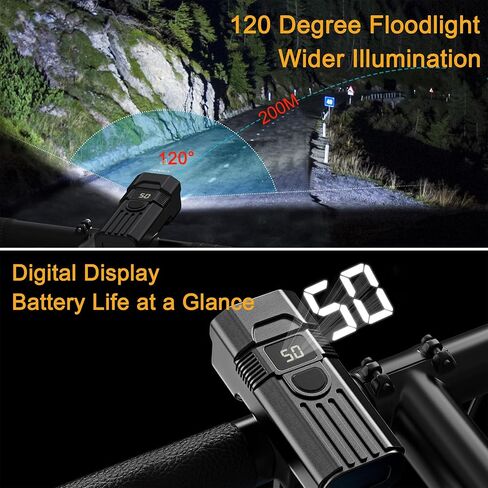 أضواء الدراجة الأمامية LED الشعلة، 3000LM فائقة السطوع و 22 ساعة قابلة لإعادة الشحن خفيفة الوزن - أضواء الدراجة IPX68 مقاومة للماء 6 أوضاع الطريق الجبلية ركوب الدراجات الصيد الاستيقاظ في الليل أخضر in Kuwait