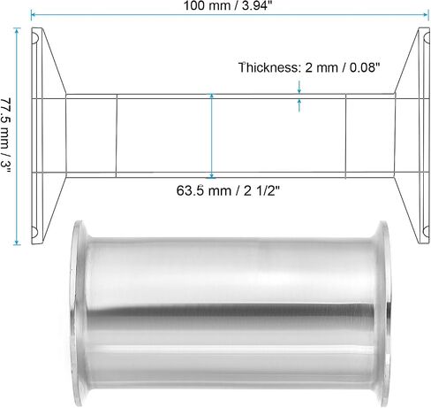 PATIKIL 2 1/2in OD Tri Clamps Tube, Sanitary Tri Clamps Spool Tube with 3in Ferrule Ends Sanitary Exhaust Pipe Tubing Flange Ferrule 304 Stainless Steel for Brewery,100mm/3.94in L in Saudi Arabia