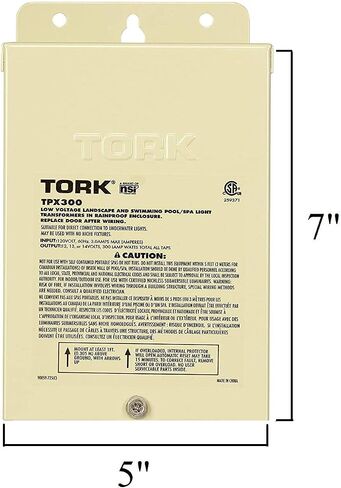 NSi TORK TPX100 Low-Voltage 100-Watt Safety Transformer for Indoor/Outdoor Pool/Spa, Landscape and Submersible Lighting Products, LED Compatible, Beige in Kuwait