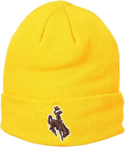 قبعة Wyoming Gold Cuff POP Beanie - NCAA Bucking Horse Cowboys مكبلة قبعة شتوية متماسكة in Kuwait