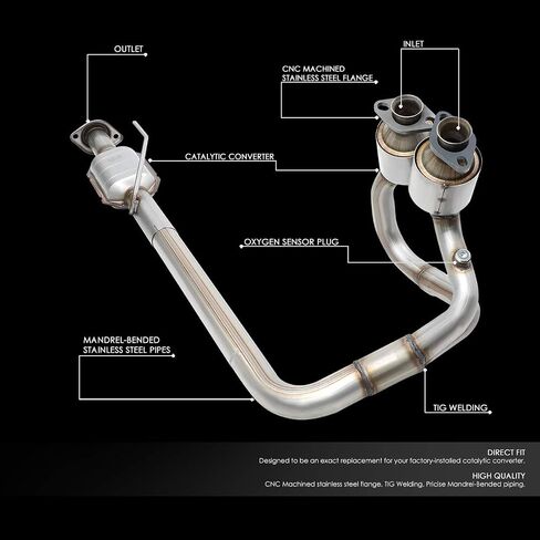 أنبوب عادم المحول الحفاز على طراز المصنع من DNA MOTORING متوافق مع 96-00 Jeep Cherokee 93-98 Grand Cherokee 4.0L، OEM-CONV-016 in Saudi Arabia