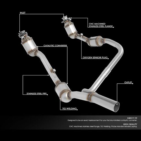 أنبوب عادم المحول الحفاز على طراز المصنع من DNA MOTORING متوافق مع 96-00 Jeep Cherokee 93-98 Grand Cherokee 4.0L، OEM-CONV-016 in Saudi Arabia
