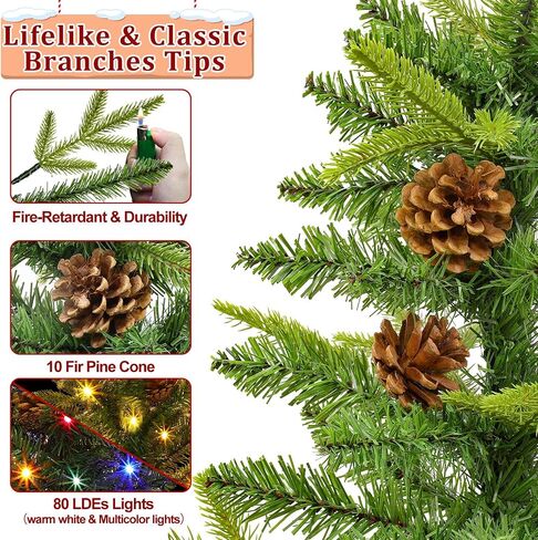 Realistic-Feel PE&Dual Color Change 4 Ft Fraser Fir Artificial Potted Christmas Tree, Timer 80 Warm White & Colored Light 12 Mode Remote Battery Operated Big Pinecones Xmas Tree Outdoor Porch Decor in Saudi Arabia