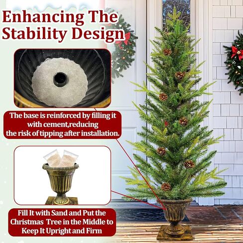 Realistic-Feel PE&Dual Color Change 4 Ft Fraser Fir Artificial Potted Christmas Tree, Timer 80 Warm White & Colored Light 12 Mode Remote Battery Operated Big Pinecones Xmas Tree Outdoor Porch Decor in Saudi Arabia
