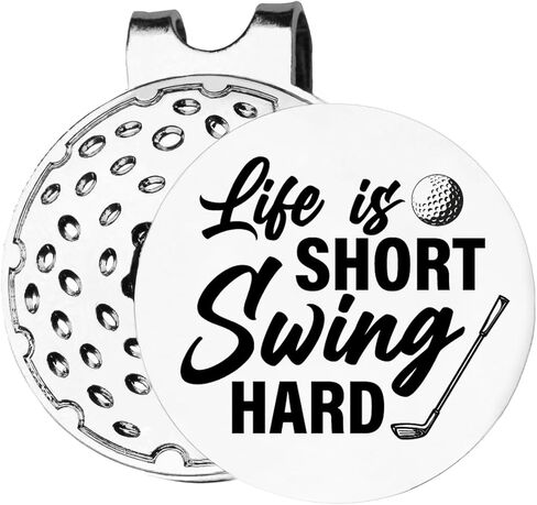 أفكار هدايا لاعب الجولف TSUYAWU - علامة كرة الجولف الصلبة Life is Short Swing - علامة جولف مضحكة مع مشبك قبعة مغناطيسي هدية مبتكرة للجولف - هدايا إكسسوارات الجولف لمحبي الجولف in Kuwait