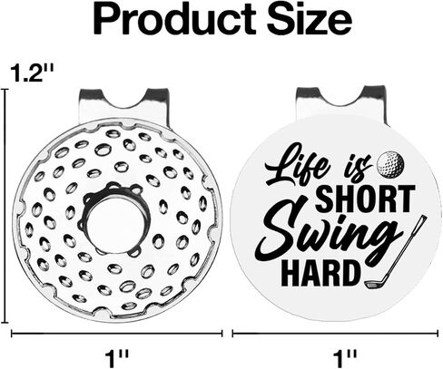 أفكار هدايا لاعب الجولف TSUYAWU - علامة كرة الجولف الصلبة Life is Short Swing - علامة جولف مضحكة مع مشبك قبعة مغناطيسي هدية مبتكرة للجولف - هدايا إكسسوارات الجولف لمحبي الجولف in Kuwait