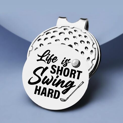 أفكار هدايا لاعب الجولف TSUYAWU - علامة كرة الجولف الصلبة Life is Short Swing - علامة جولف مضحكة مع مشبك قبعة مغناطيسي هدية مبتكرة للجولف - هدايا إكسسوارات الجولف لمحبي الجولف in Kuwait