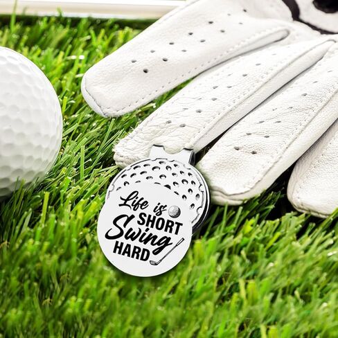 أفكار هدايا لاعب الجولف TSUYAWU - علامة كرة الجولف الصلبة Life is Short Swing - علامة جولف مضحكة مع مشبك قبعة مغناطيسي هدية مبتكرة للجولف - هدايا إكسسوارات الجولف لمحبي الجولف in Kuwait