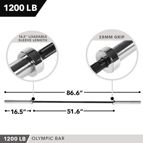 Olympic Barbell 2", 700 OR 1200 Pound Capacity Option, 7’ by D1F for Weightlifting, Bench Press, Bodybuilding, Powerlifting - Durable Crossfit Bar - Heavy-Duty Steel Bars, Holds 2" Plates in Saudi Arabia