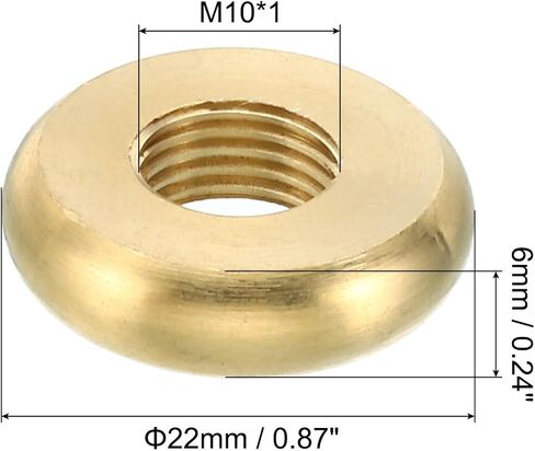 PATIKIL M10x1 Round Locknut, 5 Pack Solid Brass Edge Flat Nut Thin Screw Lock Nut for Furniture Lamp Light, 22mmx6mm in Saudi Arabia