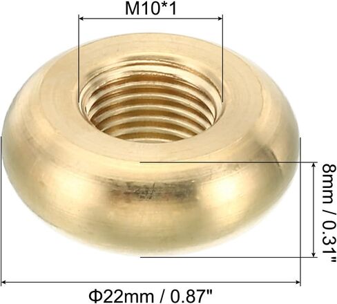 PATIKIL M10x1 Round Locknut, 5 Pack Solid Brass Edge Flat Nut Thin Screw Lock Nut for Furniture Lamp Light, 22mmx6mm in Saudi Arabia