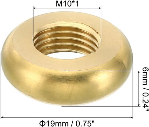 PATIKIL M10x1 Round Locknut, 5 Pack Solid Brass Edge Flat Nut Thin Screw Lock Nut for Furniture Lamp Light, 22mmx6mm in Saudi Arabia