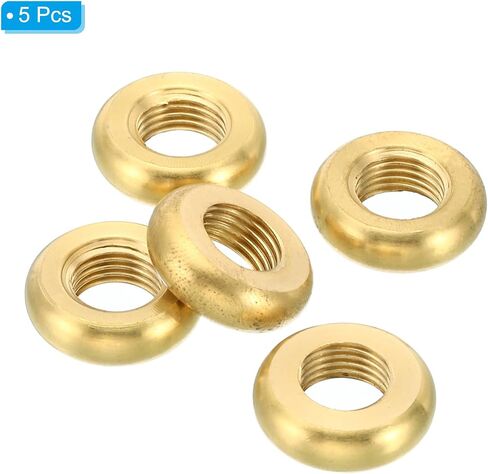 PATIKIL M10x1 Round Locknut, 5 Pack Solid Brass Edge Flat Nut Thin Screw Lock Nut for Furniture Lamp Light, 22mmx6mm in Saudi Arabia