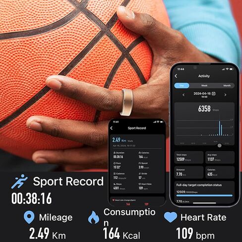 Smart Ring Fitness Tracker Heart Rate Sleep Monitor Health Ring Fitness Ring Pedometer Calories Step Counter Exercise Mode Sport Ring 5ATM Waterproof Smart Rings for Men Women in Kuwait