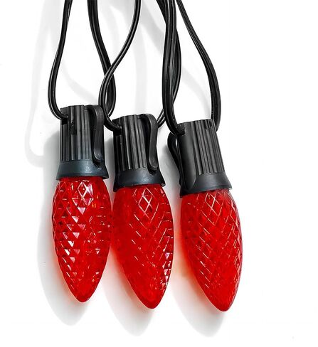 Meconard C9 Led Replacement Christmas Light Bulbs, C9 Shatterproof Led Bulbs for Christmas Indoor Outdoor String Lights, E17 Intermediate Base, Commercial Grade Holiday Bulbs, Red, 25Pack in Kuwait