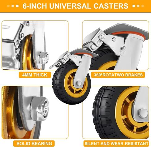 2IN1 Platform Truck Cart Heavy Duty Lumber Cart, Steel Panel Truck Cart w/360°Swivel Casters, 1Front and 2 Side Handrails Push Cart in Saudi Arabia