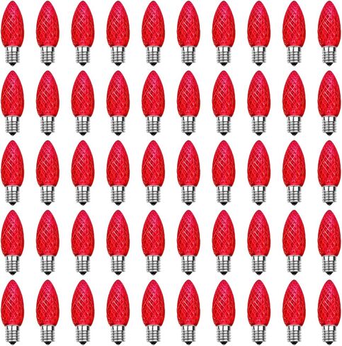 Meconard C9 Led Replacement Christmas Light Bulbs, C9 Shatterproof Led Bulbs for Christmas Indoor Outdoor String Lights, E17 Intermediate Base, Commercial Grade Holiday Bulbs, Red, 25Pack in Kuwait