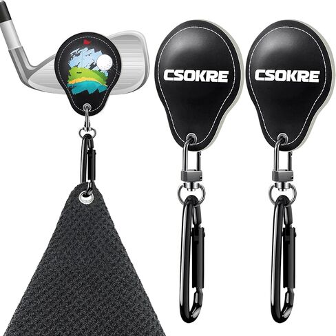 2 PSC Magnetic Clip for Golf Towel. Removable【Magnetic Upgrade】Industrial Magnet Accessories Design,PU Leather Material Prevents Clubs From Scratching,Cool Present for Golfers Men/Women (Black) in Saudi Arabia