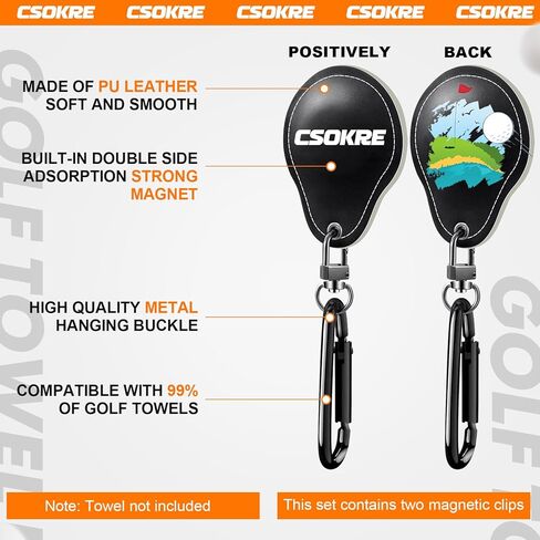 2 PSC Magnetic Clip for Golf Towel. Removable【Magnetic Upgrade】Industrial Magnet Accessories Design,PU Leather Material Prevents Clubs From Scratching,Cool Present for Golfers Men/Women (Black) in Saudi Arabia