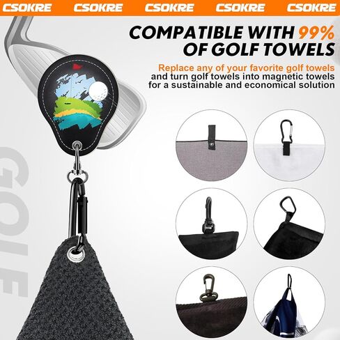 2 PSC Magnetic Clip for Golf Towel. Removable【Magnetic Upgrade】Industrial Magnet Accessories Design,PU Leather Material Prevents Clubs From Scratching,Cool Present for Golfers Men/Women (Black) in Saudi Arabia