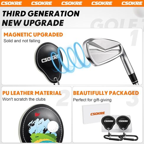 2 PSC Magnetic Clip for Golf Towel. Removable【Magnetic Upgrade】Industrial Magnet Accessories Design,PU Leather Material Prevents Clubs From Scratching,Cool Present for Golfers Men/Women (Black) in Saudi Arabia