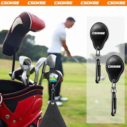 2 PSC Magnetic Clip for Golf Towel. Removable【Magnetic Upgrade】Industrial Magnet Accessories Design,PU Leather Material Prevents Clubs From Scratching,Cool Present for Golfers Men/Women (Black) in Saudi Arabia