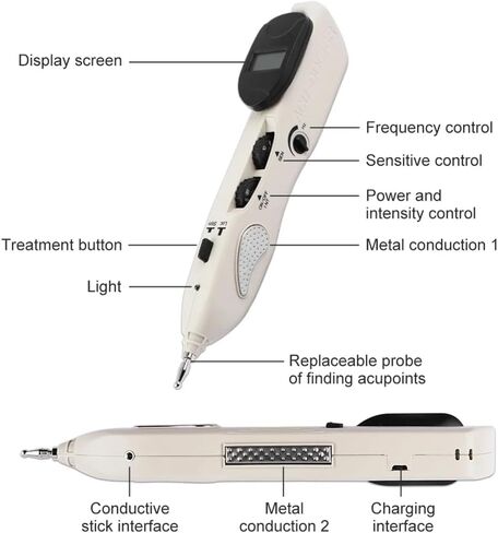 Electronic Acupuncture Pen Pain Relief Therapy Meridian Pen Find Acupoints Automatically with 3 Massage Heads Rechargeable Point Detector in Saudi Arabia