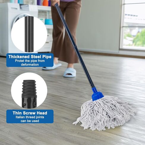 KeFanta Mop for Floor Cleaning,2 Pcs Cotton String Wet Mops Replacement Head Refill Compatible with Microfiber Cloth Mop & 0.8" Diameter Mop Handle(1 Handle & 2 Mop Heads) in Saudi Arabia