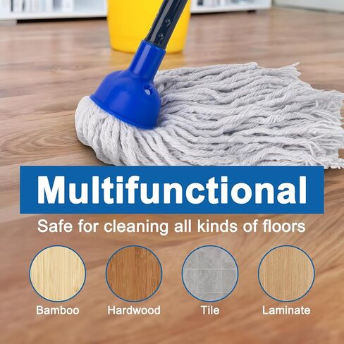 KeFanta Mop for Floor Cleaning,2 Pcs Cotton String Wet Mops Replacement Head Refill Compatible with Microfiber Cloth Mop & 0.8" Diameter Mop Handle(1 Handle & 2 Mop Heads) in Saudi Arabia