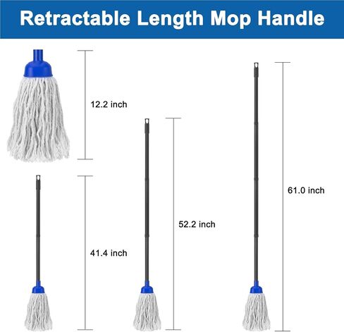 KeFanta Mop for Floor Cleaning,2 Pcs Cotton String Wet Mops Replacement Head Refill Compatible with Microfiber Cloth Mop & 0.8" Diameter Mop Handle(1 Handle & 2 Mop Heads) in Saudi Arabia