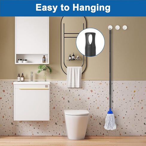 KeFanta Mop for Floor Cleaning,2 Pcs Cotton String Wet Mops Replacement Head Refill Compatible with Microfiber Cloth Mop & 0.8" Diameter Mop Handle(1 Handle & 2 Mop Heads) in Saudi Arabia