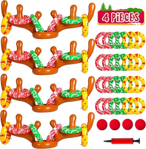 MGparty Christmas Inflatable Reindeer Antler Toss Game for Xmas Kids Teens Party Favors Supplies Outdoor Indoor Ring Toss Game in Kuwait