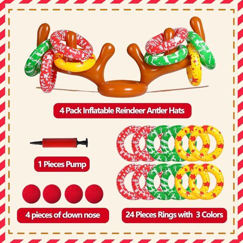 MGparty Christmas Inflatable Reindeer Antler Toss Game for Xmas Kids Teens Party Favors Supplies Outdoor Indoor Ring Toss Game in Kuwait