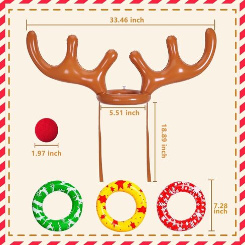 MGparty Christmas Inflatable Reindeer Antler Toss Game for Xmas Kids Teens Party Favors Supplies Outdoor Indoor Ring Toss Game in Kuwait