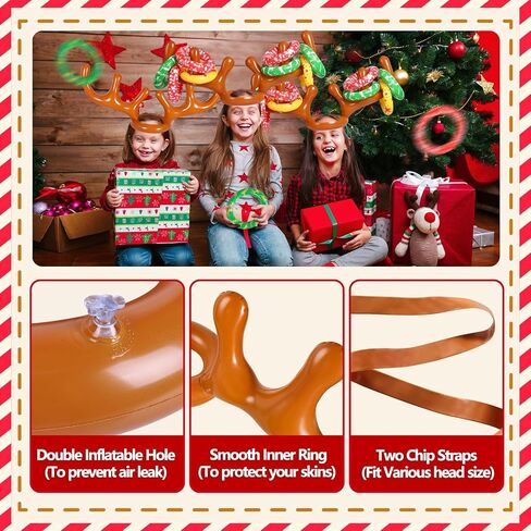 MGparty Christmas Inflatable Reindeer Antler Toss Game for Xmas Kids Teens Party Favors Supplies Outdoor Indoor Ring Toss Game in Kuwait