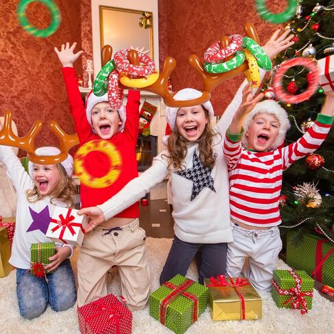 MGparty Christmas Inflatable Reindeer Antler Toss Game for Xmas Kids Teens Party Favors Supplies Outdoor Indoor Ring Toss Game in Kuwait