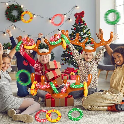 MGparty Christmas Inflatable Reindeer Antler Toss Game for Xmas Kids Teens Party Favors Supplies Outdoor Indoor Ring Toss Game in Kuwait