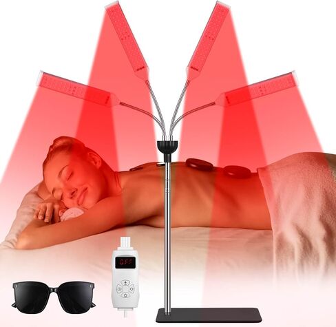 Red Light Therapy, 3 in 1 Deep 660nm,850nm and 940nm Near Infrared Led Red Light with 30-64" Adjustable Height Therapy Lamp for Body,Red Infrared Light with 4 head at Home for Face Pain Skin Back in Saudi Arabia