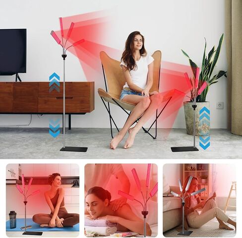 Red Light Therapy, 3 in 1 Deep 660nm,850nm and 940nm Near Infrared Led Red Light with 30-64" Adjustable Height Therapy Lamp for Body,Red Infrared Light with 4 head at Home for Face Pain Skin Back in Saudi Arabia