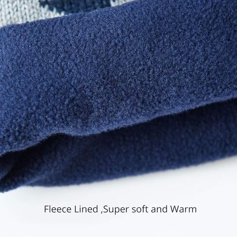 Somaler Toddler Boys Girls Winter Knit Hat with Earflap Kids Baby Fleece Lined Beanie Hat Pom Pom Ski Cap in Kuwait