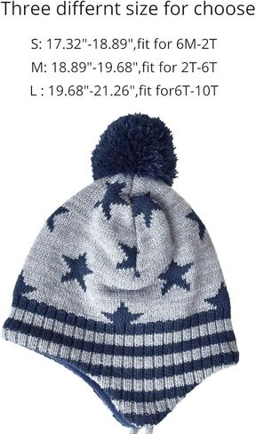 Somaler Toddler Boys Girls Winter Knit Hat with Earflap Kids Baby Fleece Lined Beanie Hat Pom Pom Ski Cap in Kuwait