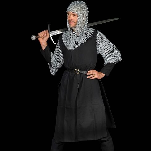 Mythrojan Chainmail Coif فارس العصور الوسطى عصر النهضة درع سلسلة البريد هود فايكنغ LARP 16 مقياس in Kuwait