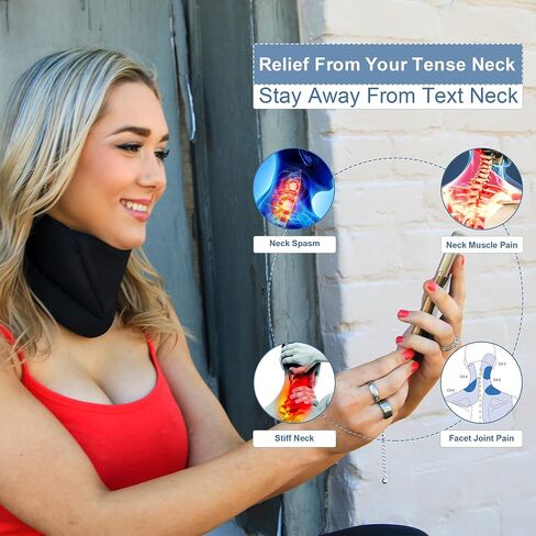 Heated Neck Brace for Neck Pain Relief, Neck Support Neck Brace with Large Heating Pad, Cervical Neck Collar for Sleeping, Heated Neck Wrap Brace for Spinal Alignment and Spine Pressure Relief in Saudi Arabia