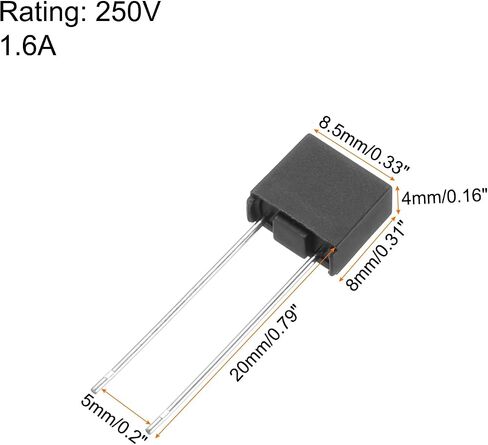 uxcell 20 قطعة DIP شنت مصغرة مربعة بطيئة ضربة مايكرو فيوز للأجزاء الإلكترونية PCB LCD إصلاح، T4A 4A 250V، أسود in Saudi Arabia