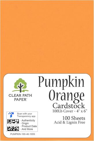 Pumpkin Orange Cardstock - 4 x 4 inch - 65Lb Cover - 100 Sheets - Clear Path Paper in Saudi Arabia