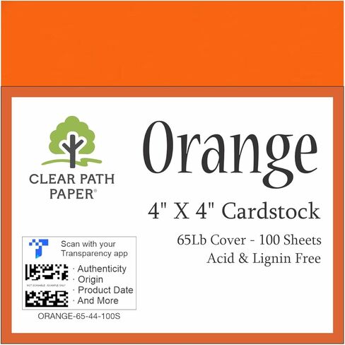 Pumpkin Orange Cardstock - 4 x 4 inch - 65Lb Cover - 100 Sheets - Clear Path Paper in Saudi Arabia