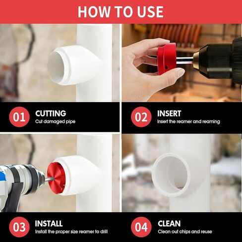 طقم مخرطة أنابيب PVC مكون من 8 قطع، مخرطة PVC مع 1/2 بوصة، 3/4 بوصة، 1 بوصة، 1-1/4 بوصة، 1-1/2 بوصة، 2 بوصة، 3 بوصة، 4 بوصة، موفر تركيب PVC برأس 1/ حافظة مقبس PVC مقاس 2 بوصة in Saudi Arabia
